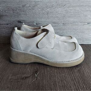 Vintage Splash Suede Slip-on Loafer Chunky Platform Shoe 8.5